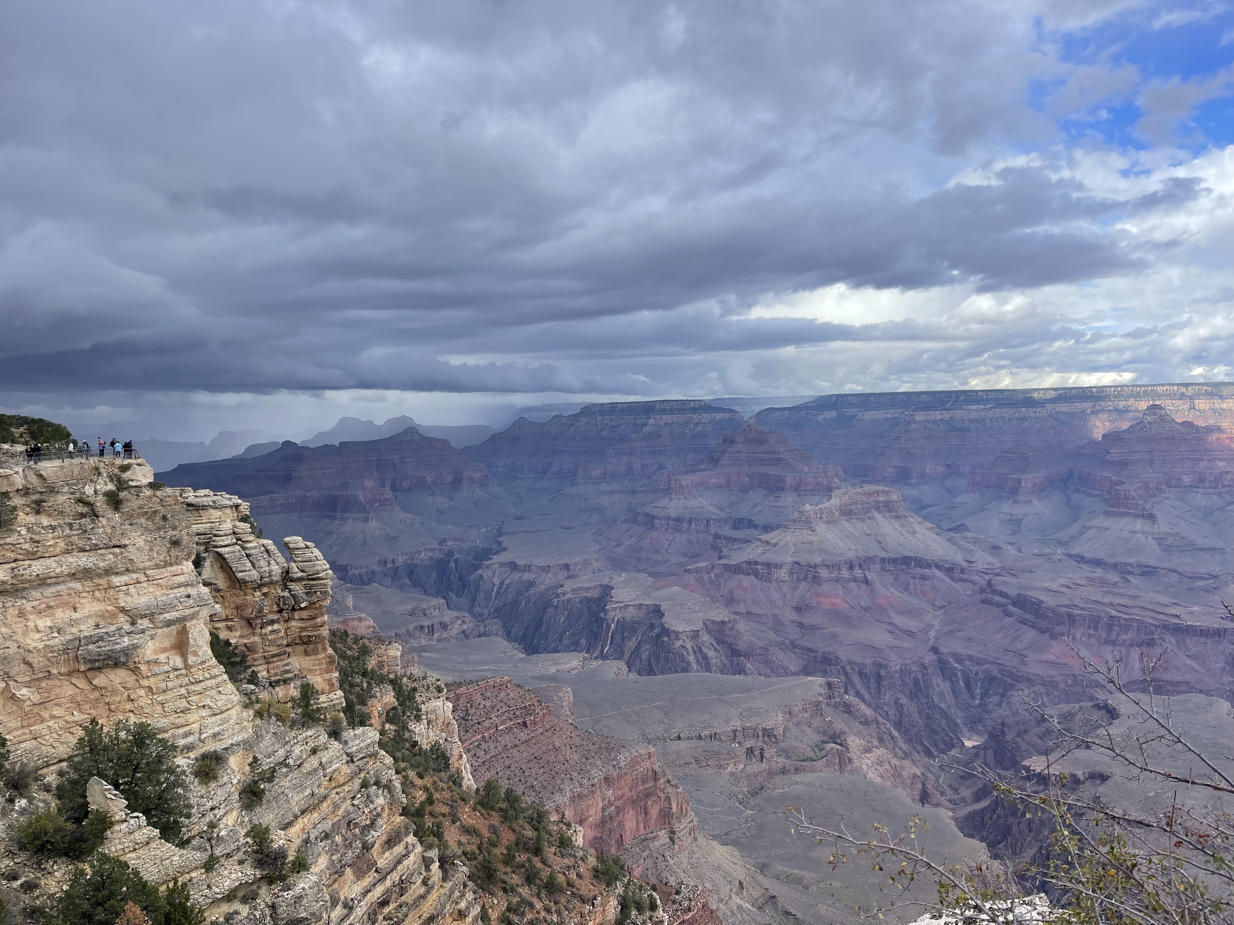 Storm clouds gather above the Grand Canyon.