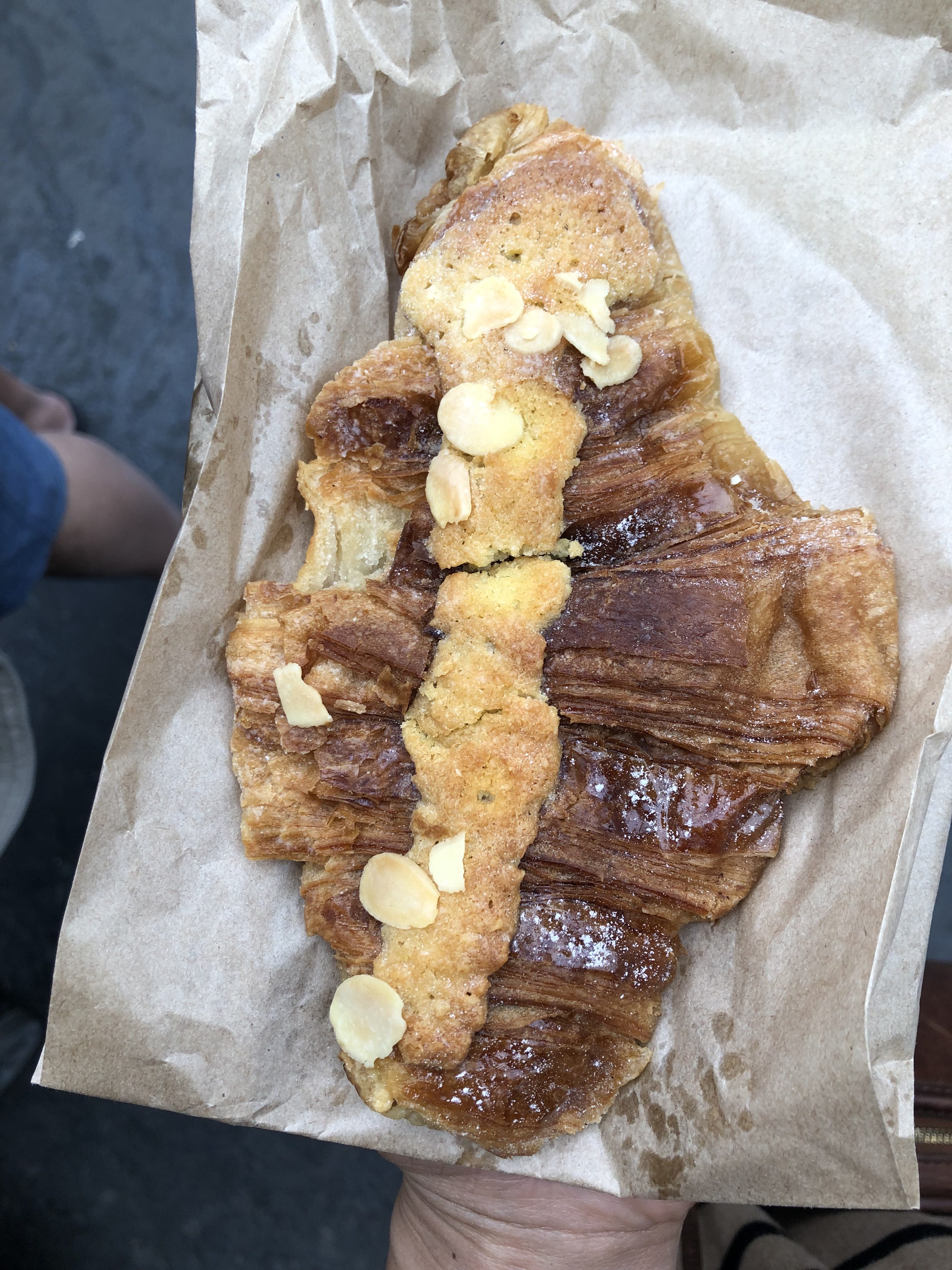 A buttery almond croissant from Boulangerie Utopie in Paris.