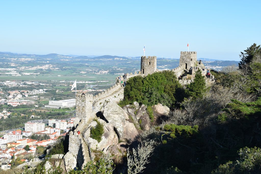 Steps up to the Torre Real on the Moorish Castle in Sintra, Portugal