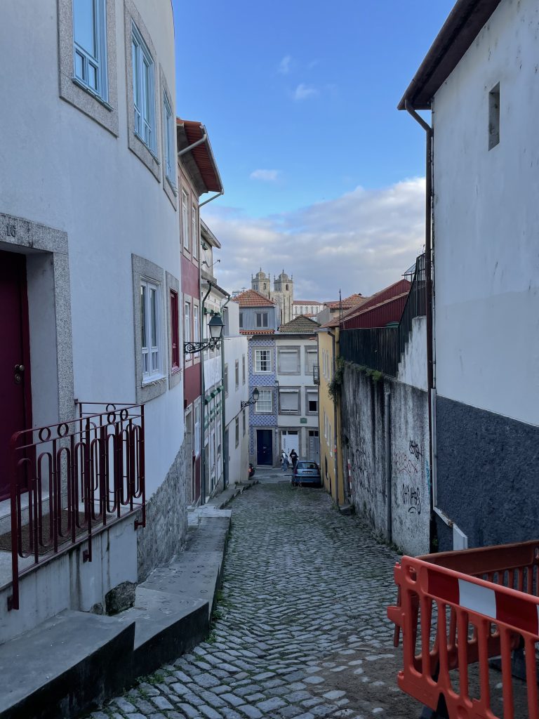 Walkway in historic Porto Portugal