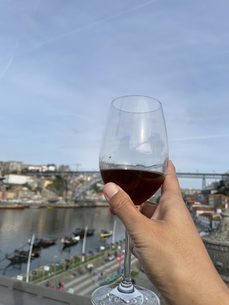 Glass of port wine at Porto Cruz Cellars in Porto Portugal
