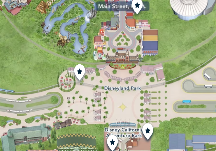 Map of lockers for rent at Disneyland