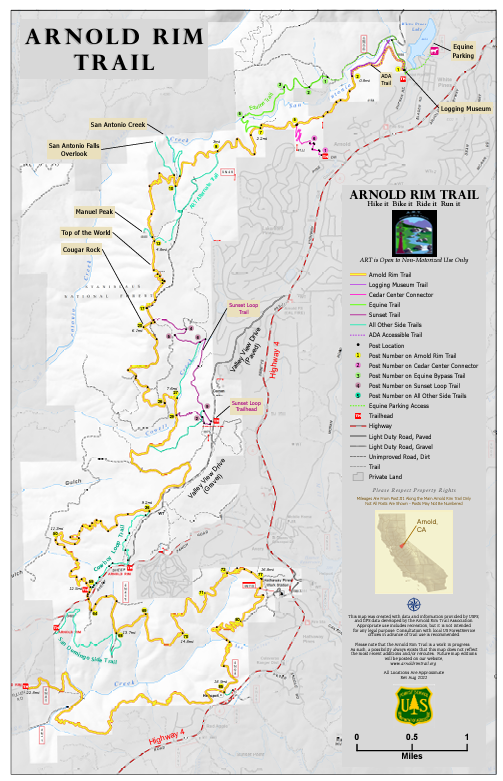 Map of the Arnold Rim Trail California