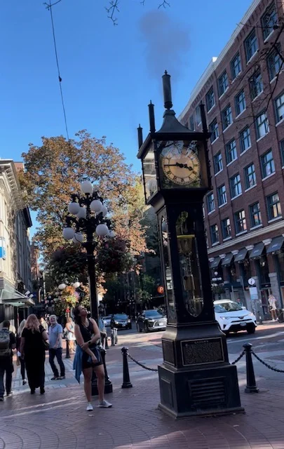 Vancouver steam clock with kids