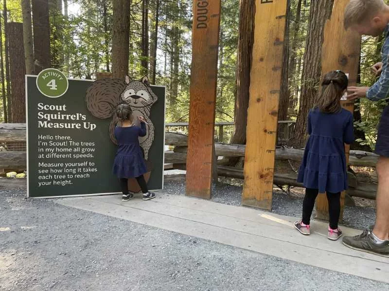 Children completing a scavenger hunt at Capilano Suspension Bridge Vancouver Canda